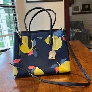 Kate Spade Blue Lemon Print Tote Bag